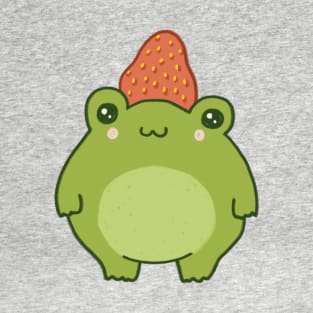 Strawberry Crowned: The Tale of a Cute Frog with a Kawaii Cottagecore Aesthetic and a Fruity Hat T-Shirt